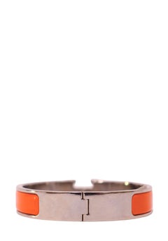 Hermès Clic H Orange Enamel Palladium-Plated Bracelet