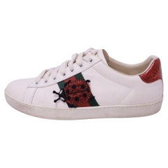 Gucci Ace Ladybug Web-Stripe Leather Sneakers - EU 39