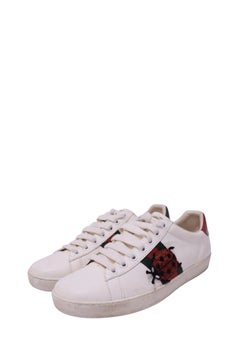 Gucci Ace Ladybug Web-Stripe Leather Sneakers - EU 39