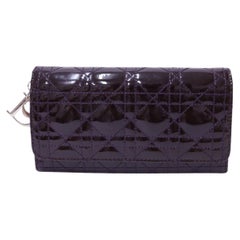 Christian Dior Cannage Patent Leather Long Wallet