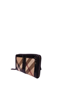 Burberry Nova Check Black Patent Leather Zip-Around Wallet