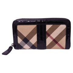 Burberry Nova Check Black Patent Leather Zip-Around Wallet