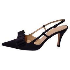 Chanel SS 2003 Black Satin Bow Slingback Pumps - EU 36
