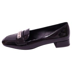 Prada Black Patent Leather Logo Loafers - EU 37