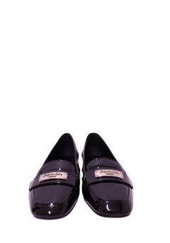 Prada Black Patent Leather Logo Loafers - EU 37