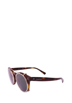 Valentino Tortoiseshell Embellished Round Sunglasses