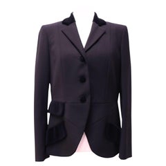 Moschino Black Velvet Detail Tailored Blazer - US 6 / EU 38