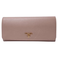 Prada Nude Pink Saffiano Leather Wallet on Chain