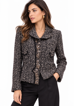 Chanel Black & Ivory Embellished Tweed Jacket - Winter 1997 - EU 38