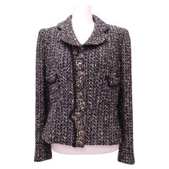 Chanel Black & Ivory Embellished Tweed Jacket - Winter 1997 - EU 38
