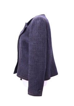 Chanel Navy & Black Tweed Asymmetric Jacket - Cruise Collection 2002 - EU 38