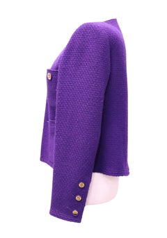 Chanel Purple Tweed Four-Pocket Jacket - Autumn 1990 - EU 36