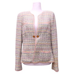 Chanel Pastel Multicolor Tweed Jacket with CC Buttons - Summer 2005 - EU 38