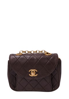 Chanel Dark Brown Quilted Leather Mini Flap Crossbody Bag