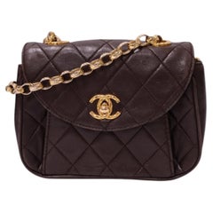 Chanel Dark Brown Quilted Leather Mini Flap Crossbody Bag