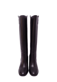 Bottes Bally en cuir noir à talon carré, montant jusqu'aux genoux - pointure 38 (UE)