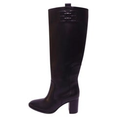 Bottes Bally en cuir noir à talon carré, montant jusqu'aux genoux - pointure 38 (UE)