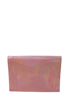 Chanel Iridescent Pink Metallic Textured Envelope Clutch