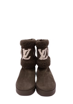 Louis Vuitton Brown Suede Monogram Shearling Winter Boots - EU 41