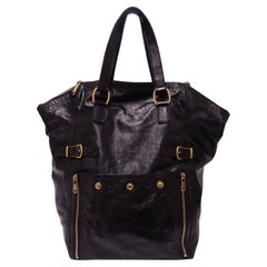 Saint Laurent Black Leather Downtown Tote Bag
