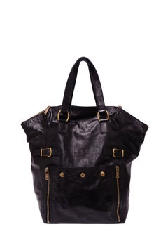 Saint Laurent Black Leather Downtown Tote Bag