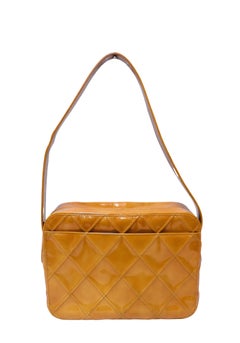 Vintage Chanel Quilted Patent Leather Rhombus Camera Bag