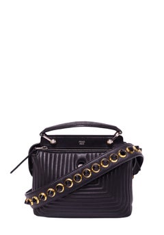 Fendi Black Quilted Leather Dotcom Click Top Handle Bag