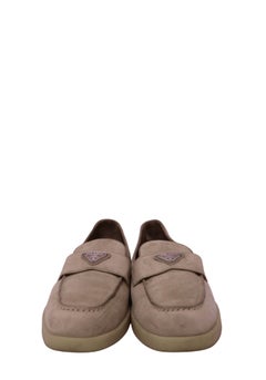 Mocassini Prada in pelle scamosciata beige con logo - taglia 41 (UE)