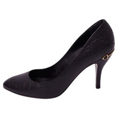 Décolleté a tacco a spillo Gucci in pelle nera con monogramma Guccissima - EU 40