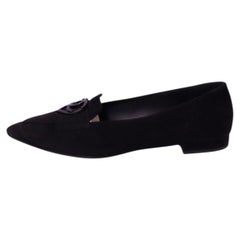 Mocassins Chanel en daim noir avec logo CC et bout pointu - pointure 40,5 (UE)