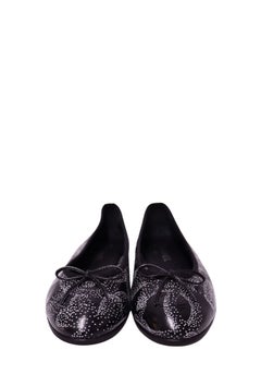 Chanel Black & White Patterned Leather Bow Ballet Flats - EU 41
