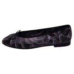 Chanel Black & White Patterned Leather Bow Ballet Flats - EU 41