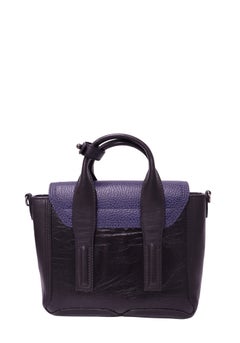3.1 Phillip Lim Mini-Pashli-Umhängetasche aus schwarzem Leder mit violetter Klappe