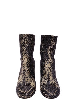 Isabel Marant Black & Beige Python-Effect Leather Ankle Boots - EU 40