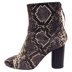 Isabel Marant Black & Beige Python-Effect Leather Ankle Boots - EU 40