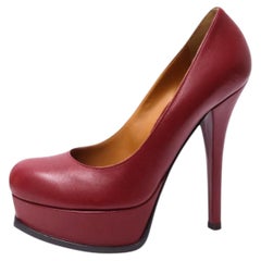 Fendi Burgundy Leather Platform Stiletto Pumps - 38.5