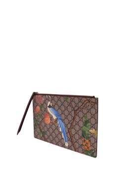 Gucci GG Supreme Tian Print Zip Wristlet Pouch