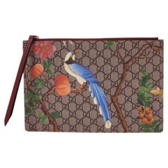Gucci GG Supreme Tian Print Zip Wristlet Pouch