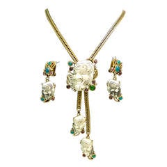 Famous Vintage Selro Pendant Necklace & Earrings 11