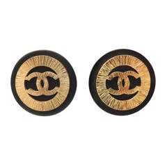 Large Vintage Signed Chanel Season 29 CC Logo Earrings