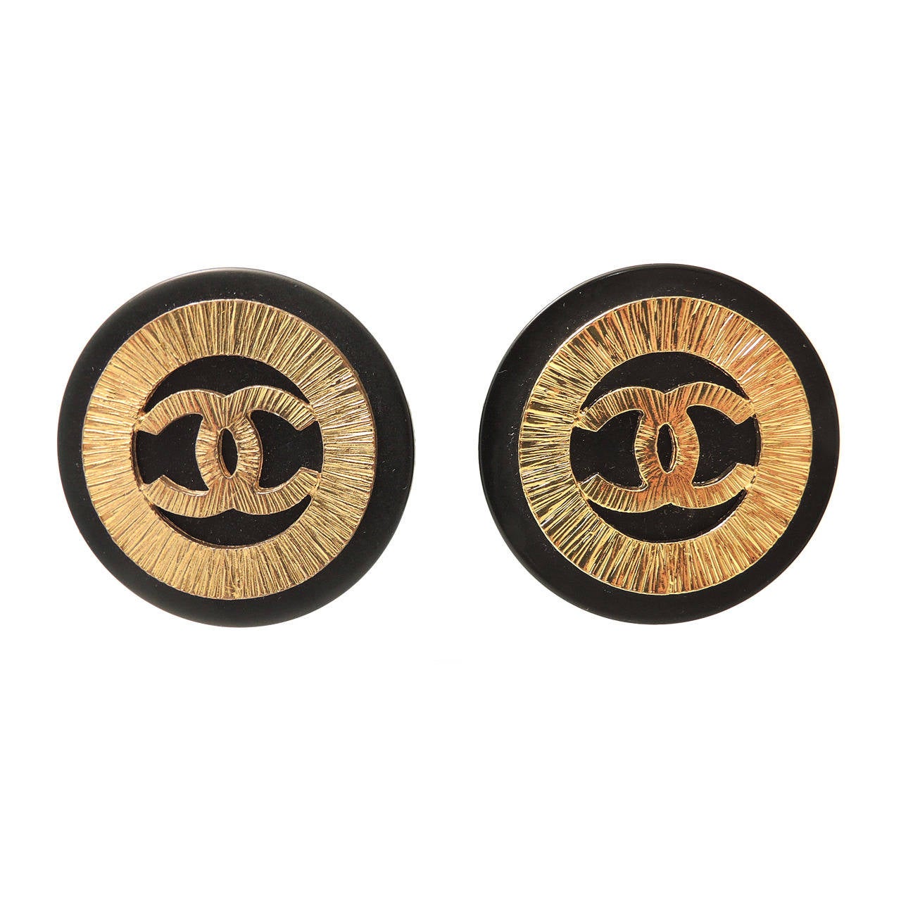 Large Vintage Signed Chanel Season 29 CC Logo Earrings