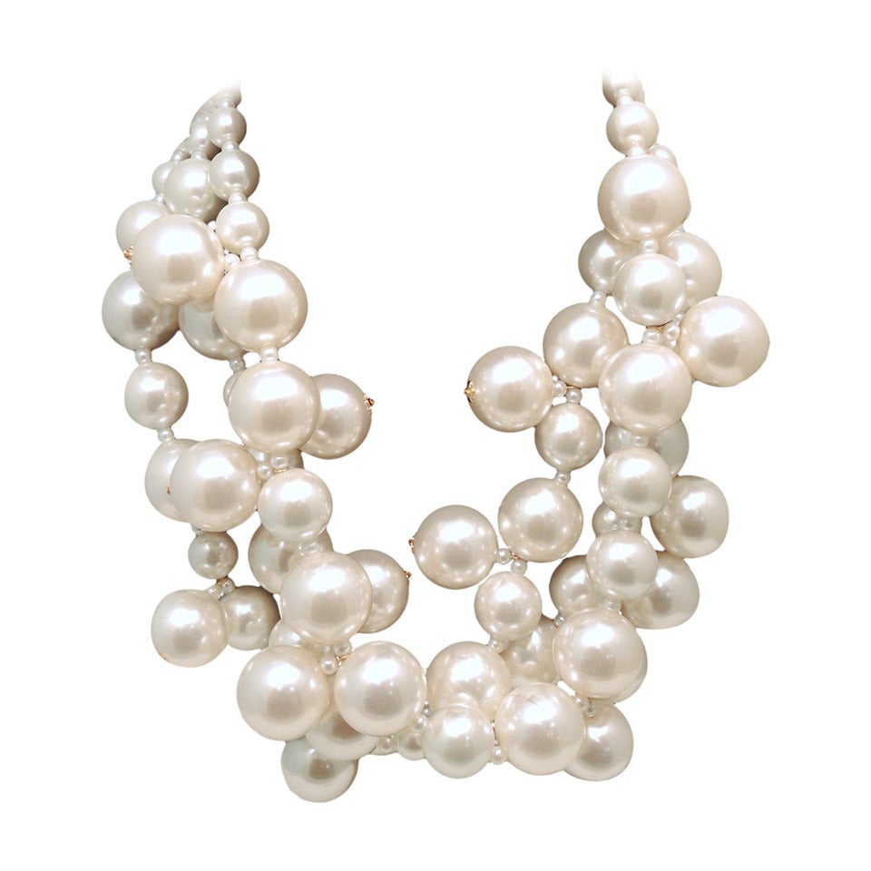 Kenneth Jay Lane Faux Pearl Multi-Strand “Bubble” Necklace
