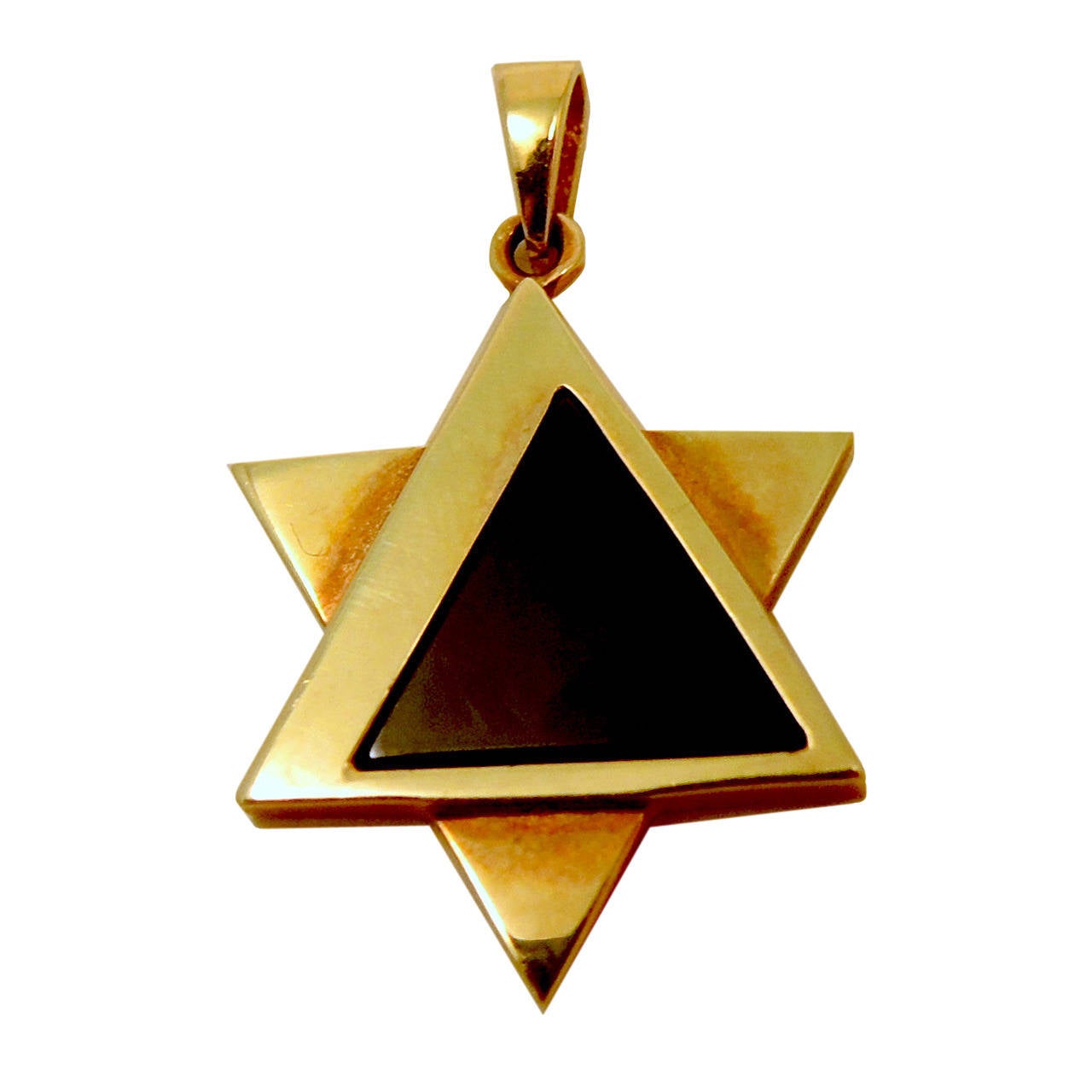 Vintage 14kt Gold & Onyx Jewish Star Pendant