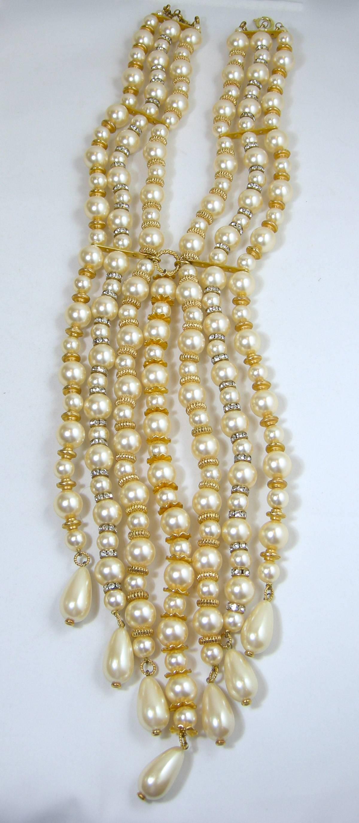 Women's Vintage Cascading Waterfall Pearl Drop Necklace