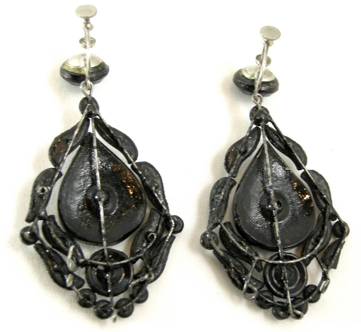 Victorian Jet Chandelier Earrings In Excellent Condition In New York, NY