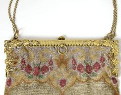Art Deco Floral Steel Beaded Bag, 1920s