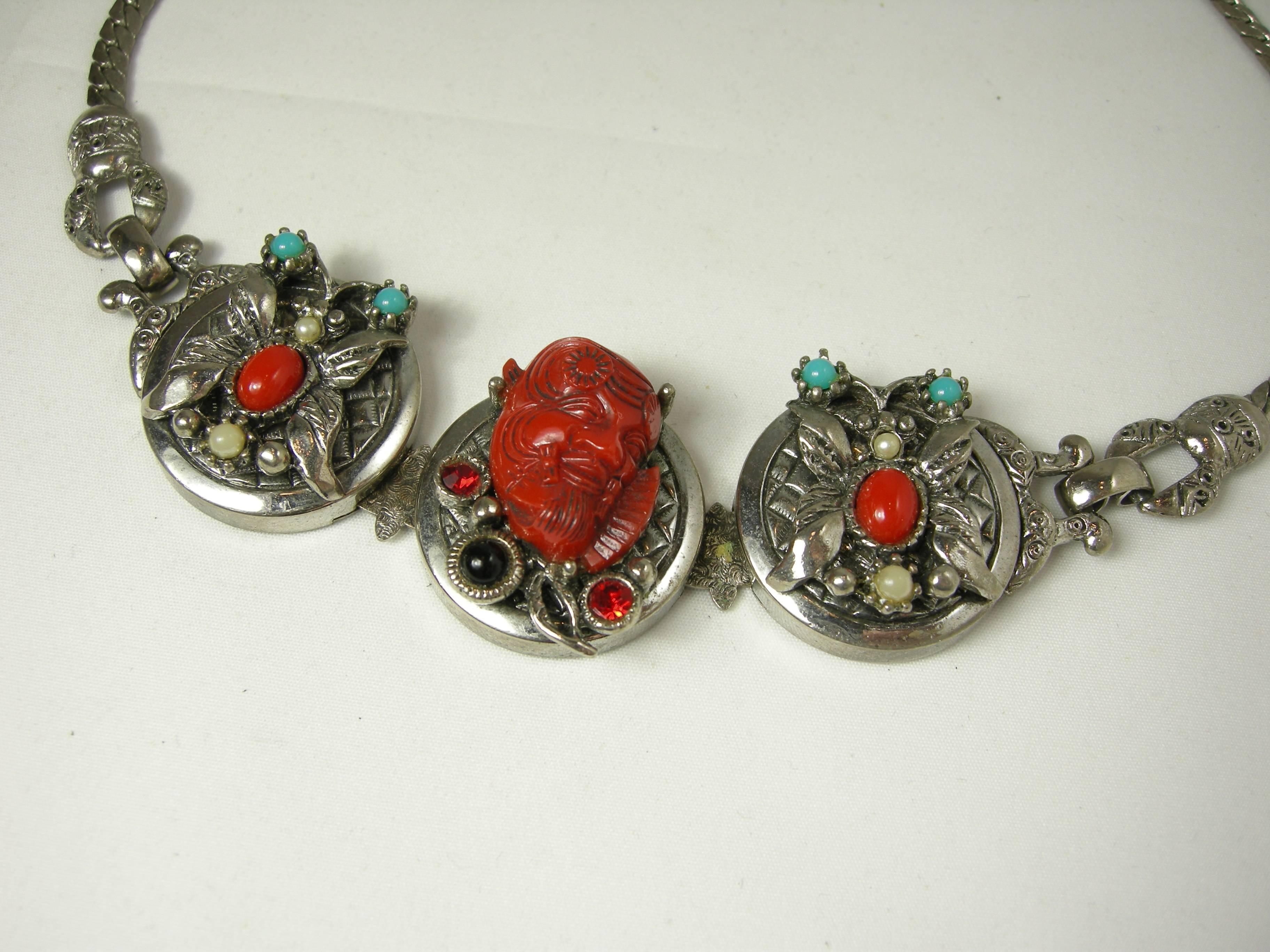 Famous Vintage Selro Red Devil Necklace, Earrings And Bracelet Set In Excellent Condition For Sale In New York, NY