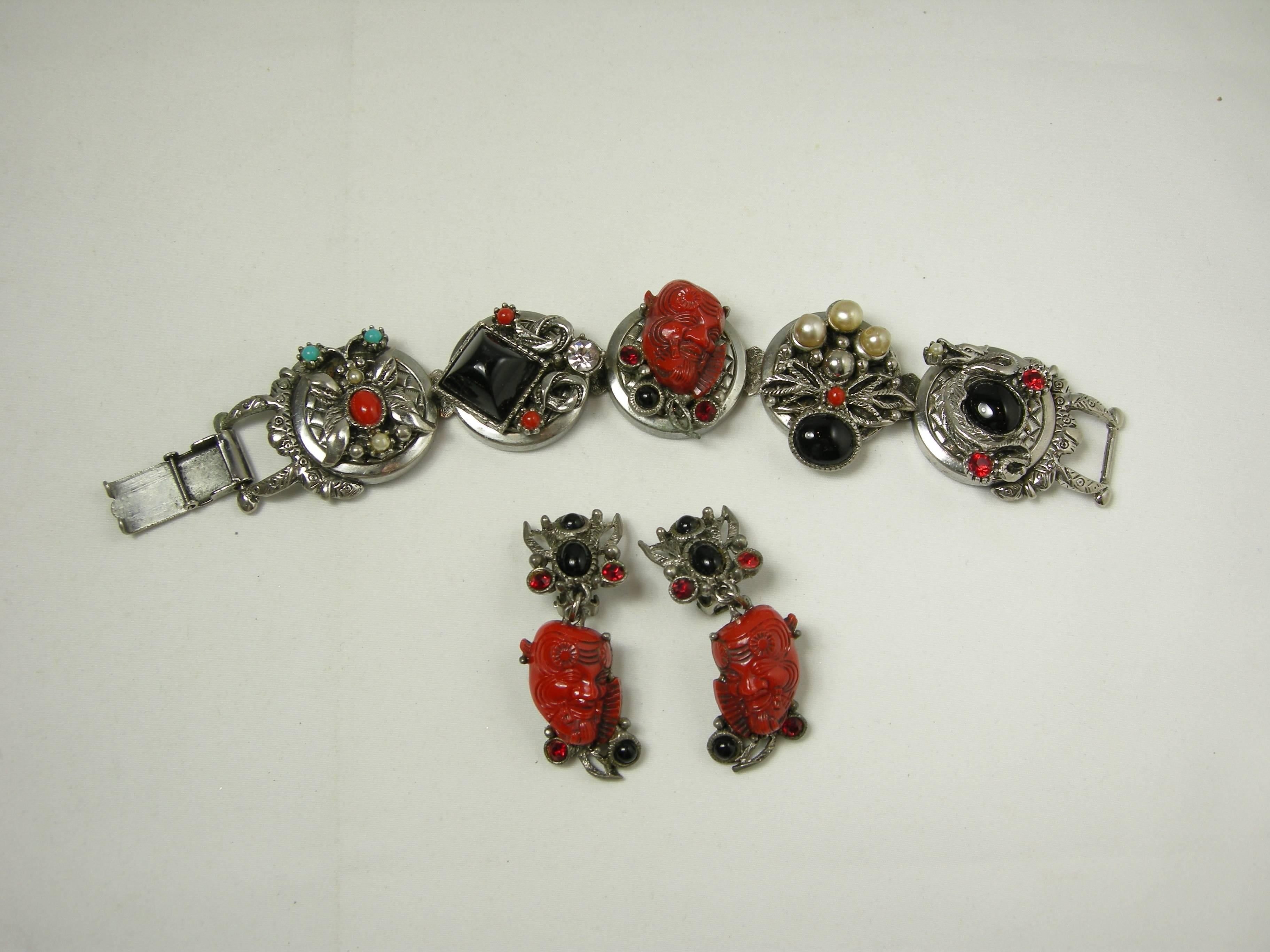 Famous Vintage Selro Red Devil Necklace, Earrings And Bracelet Set For Sale 1