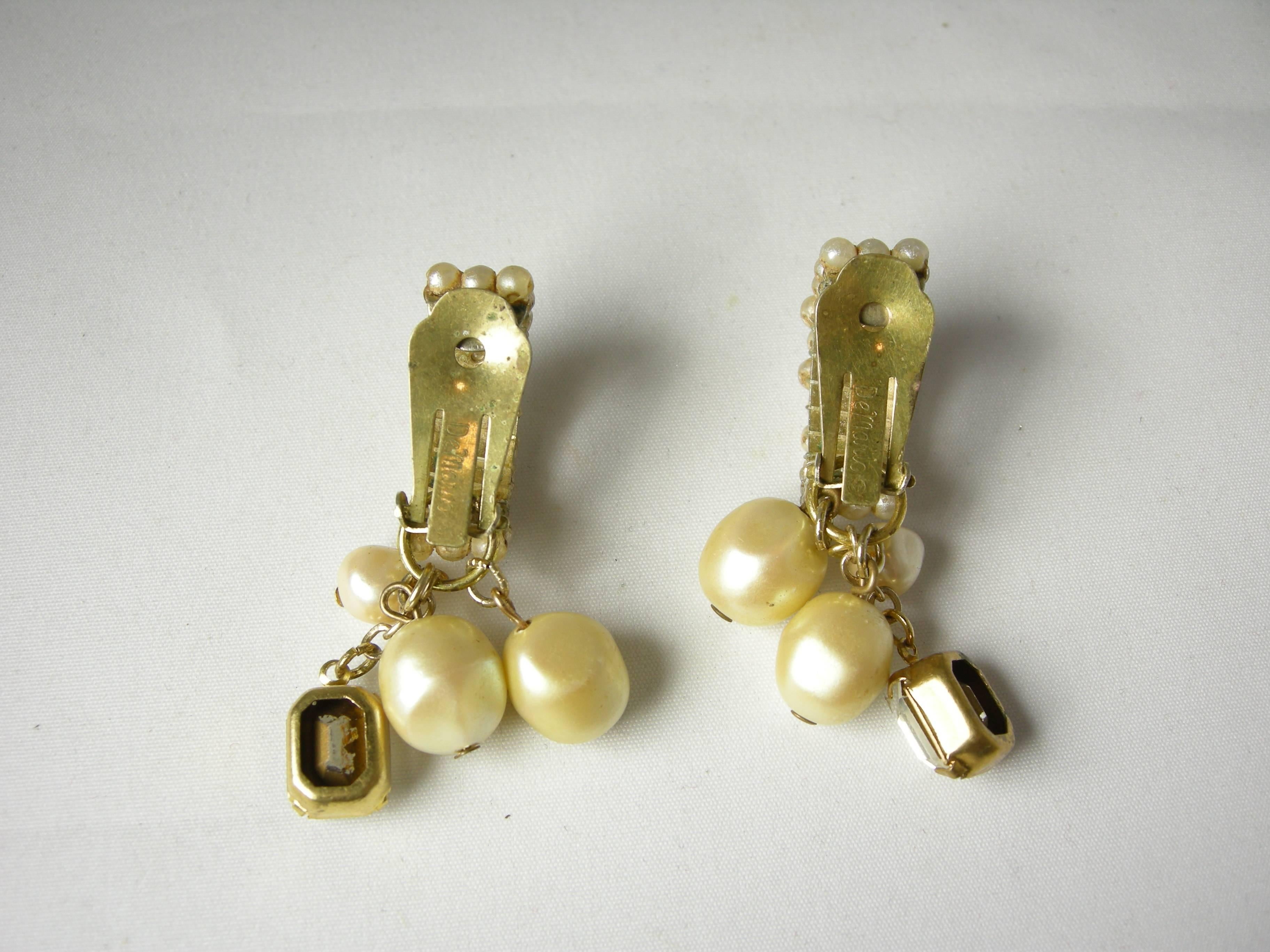 Vintage DeMario Shrimp Shaped Seed Pearl Drop Earrings In Excellent Condition In New York, NY