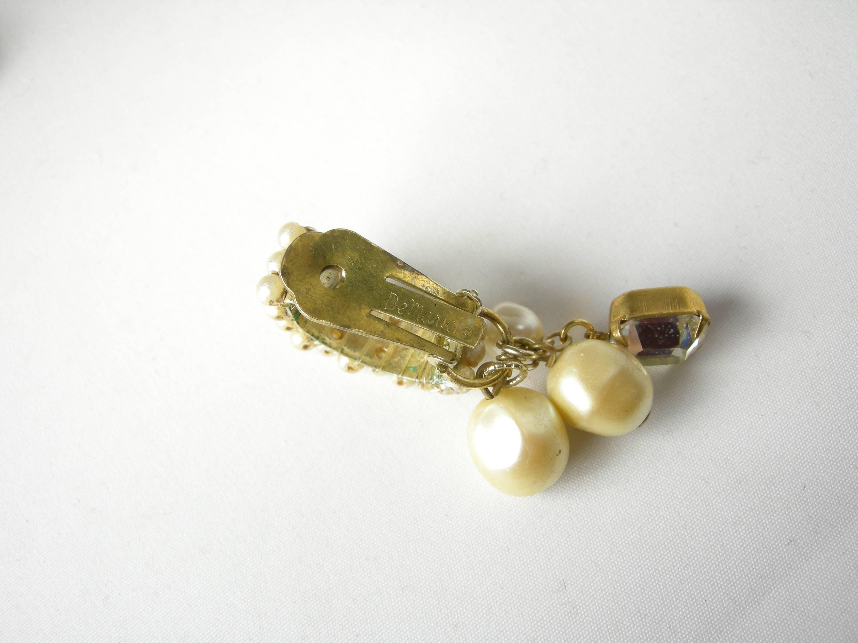 Women's Vintage DeMario Shrimp Shaped Seed Pearl Drop Earrings